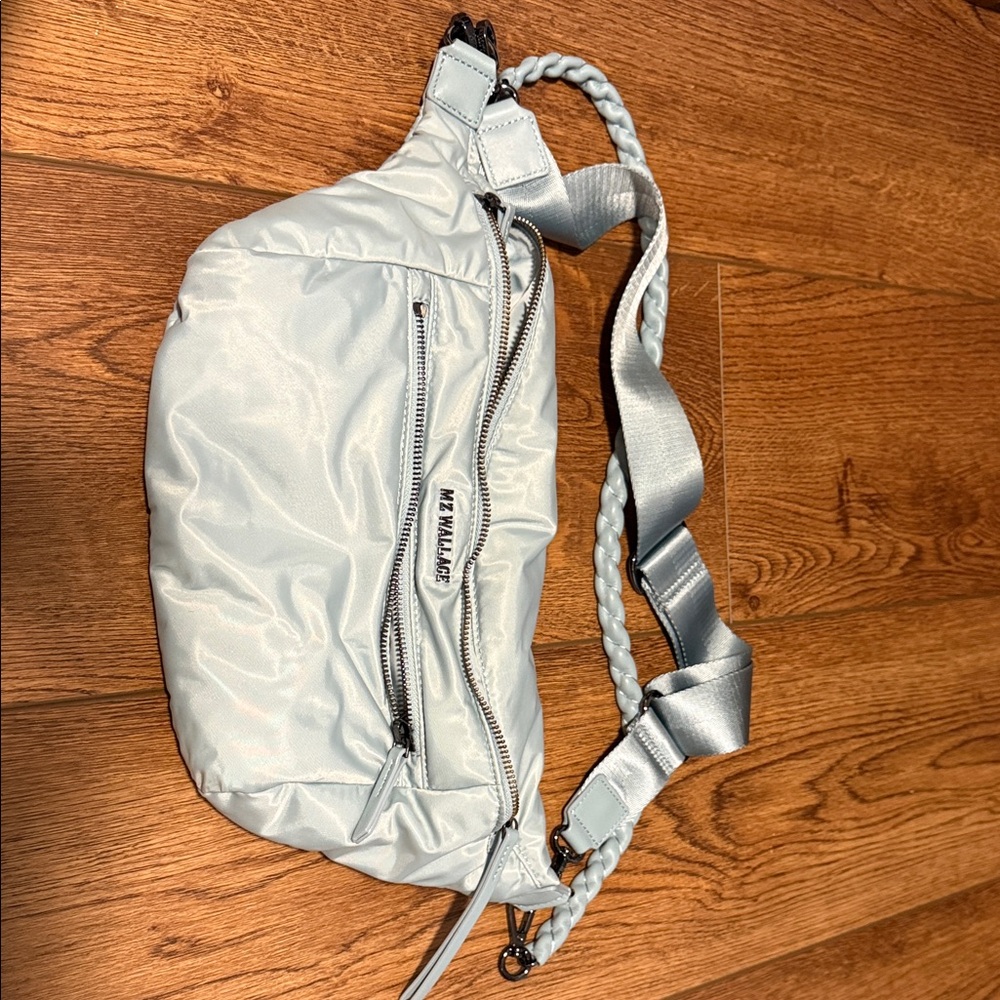 MZ Wallace Silver Blue Crosby Sling Bag NEW!!